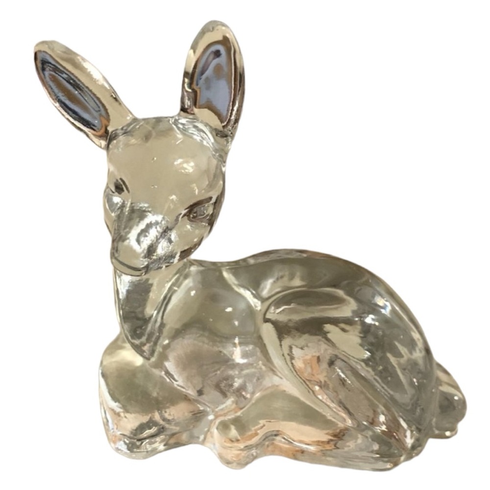 🦌Fenton Clear Glass Sitting Deer Figurine Paperweight 3.75" Doe Fawn Home Decor - Picture 2 of 2